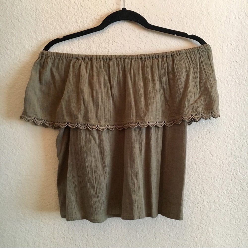 Billabong Green Tube/Off The Shoulder Top